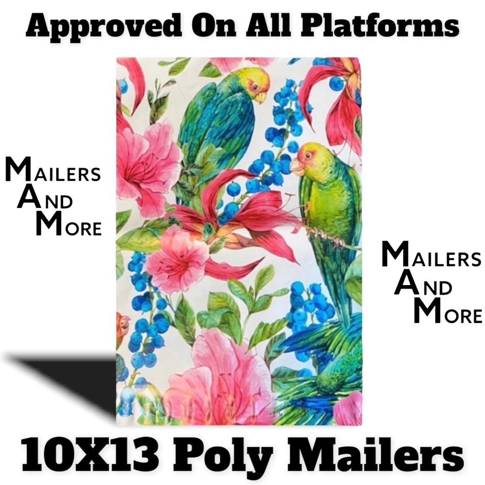 50 10X13 Poly Mailers Tropical Parrot Bird PRICE IS FIRM - Picture 3 of 10
